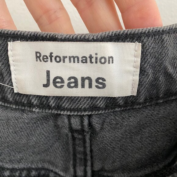🌎 Reformation Baggy Black Barrel Jeans in Seine Wash 🌳 Size 25 - Picture 10 of 12